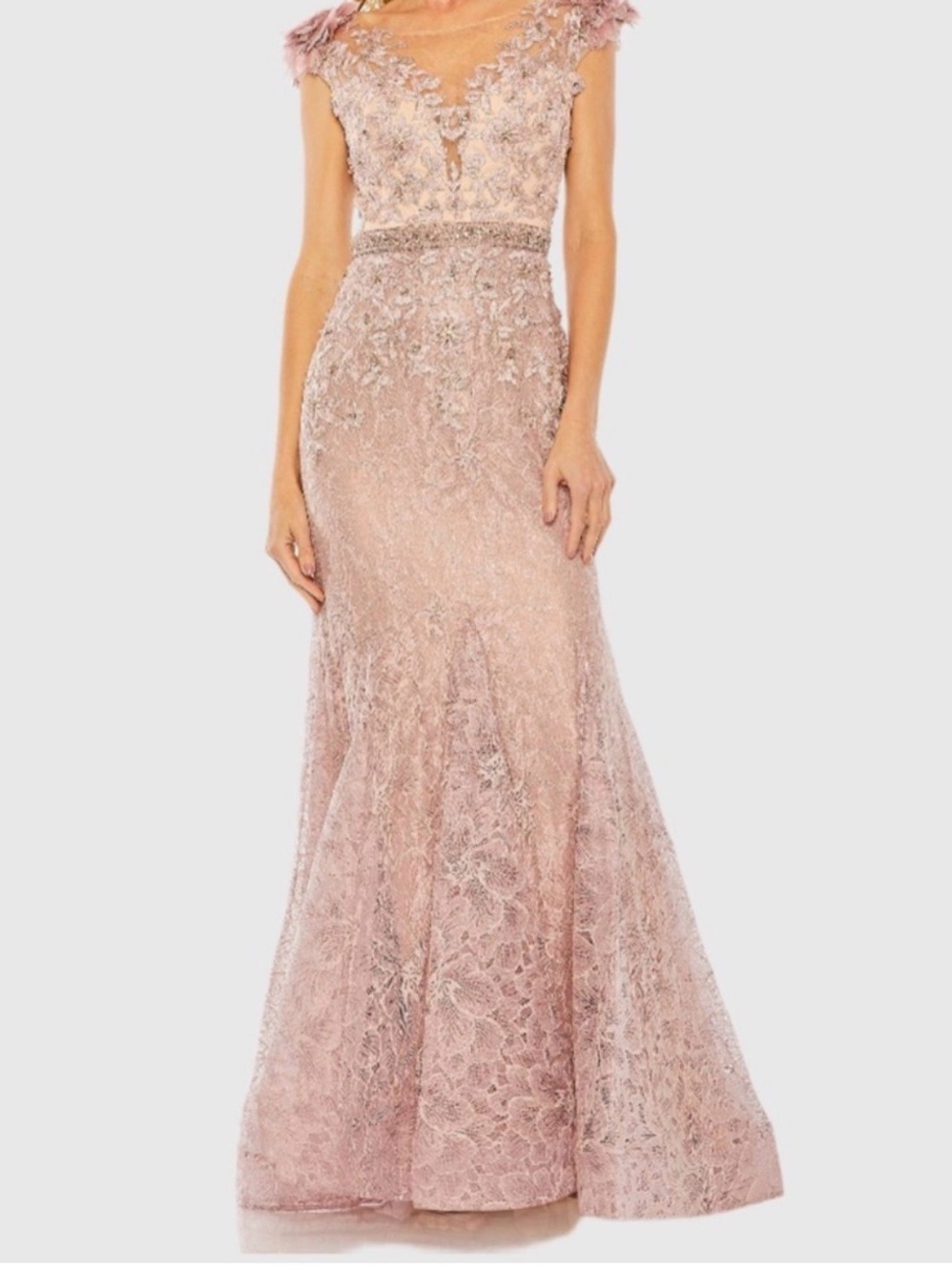 NEW Mac Duggal 79268 Sheer Bodice Lace Trumpet Gown Size 8
